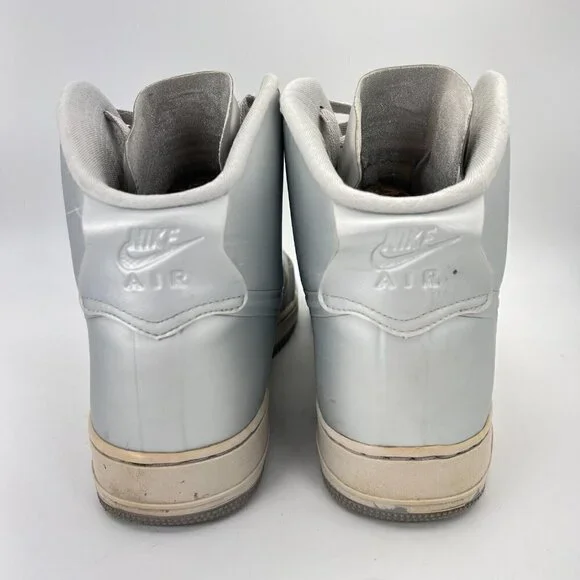 Nike Air Force One AF-1 Hyperfuse Silver Men Size 11.5 Hi Top Shoes 454433-001 - Picture 5 of 12